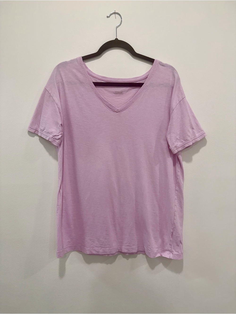 Aerie Oversized Distressed V-Neck Tee Light Pink Size S